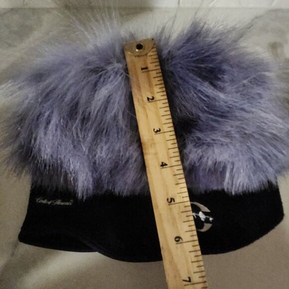 Conte of Florence Black Fleece Lavender‎ Faux Fur Winter Hat Made in Italy Logo